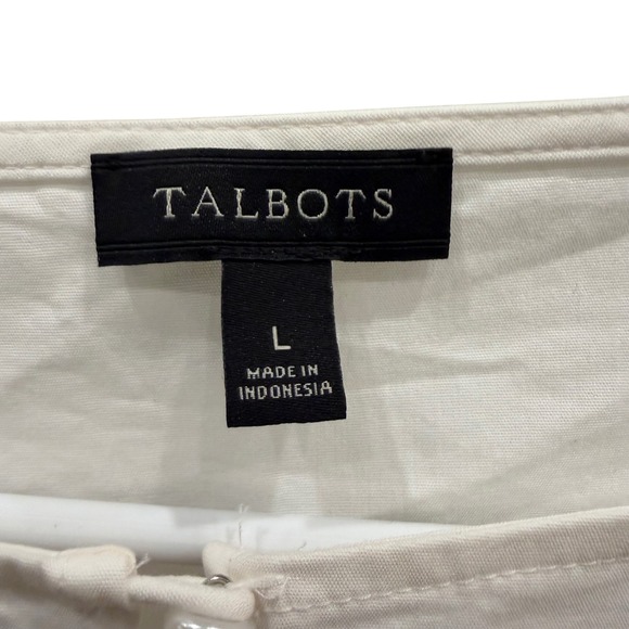 Talbots Womens White Bow Front Bell Sleeve Ruffle Blouse Top Large - Picture 3 of 7